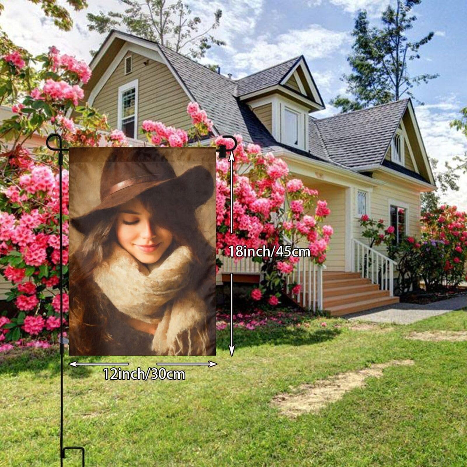 Beautiful Woman Wearing Brown Garden Flag 12x18 Vertical Double Sided Farmhouse Holiday Outside Decorations Yard Flag
