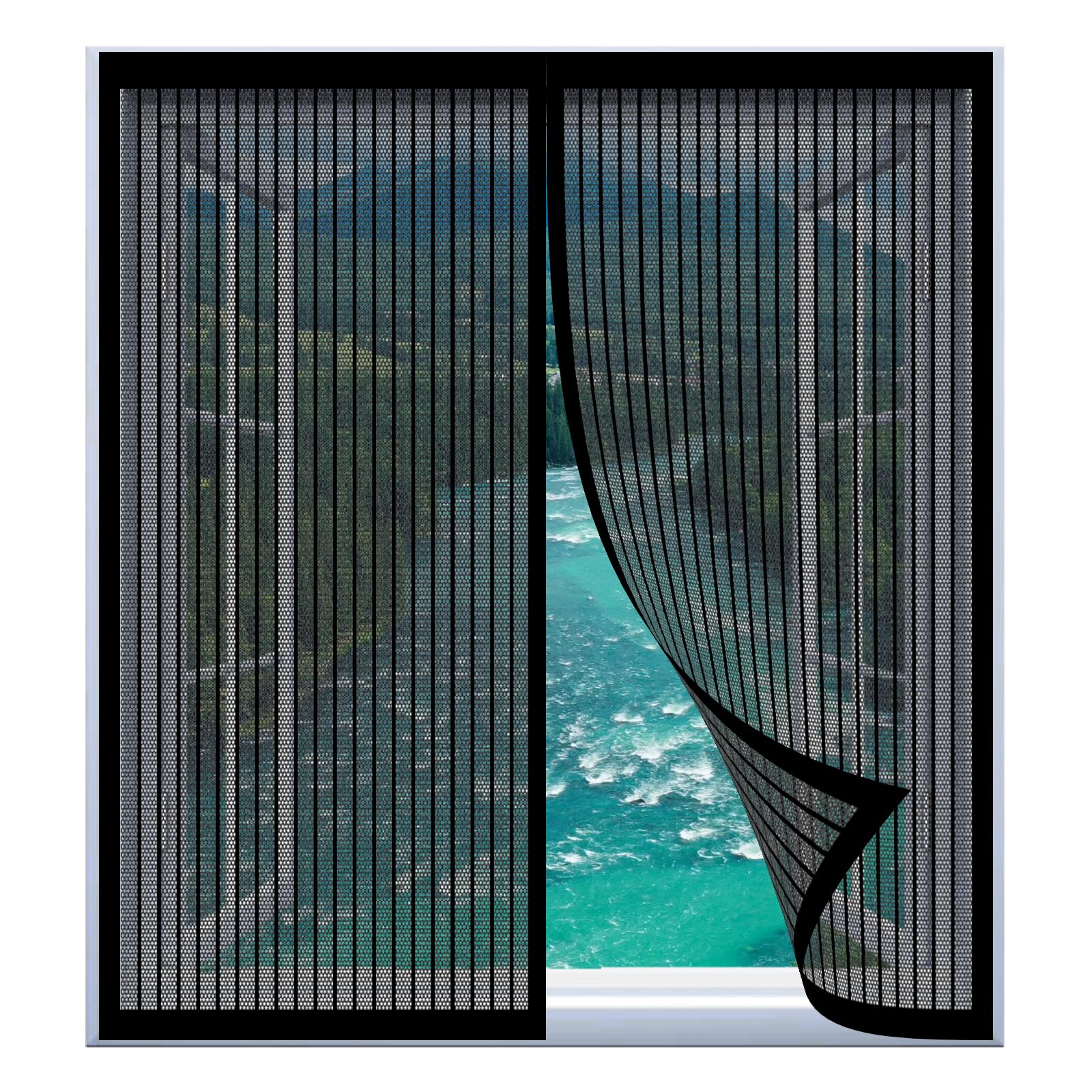 Yuanwan Black Fly Screens For Windows Magnetic 119 X 123 Cm Easy Installation No Drilling Or Screwing Magnetic Fly Screen Door Window For Windows Nets To Keep Bugs Out,