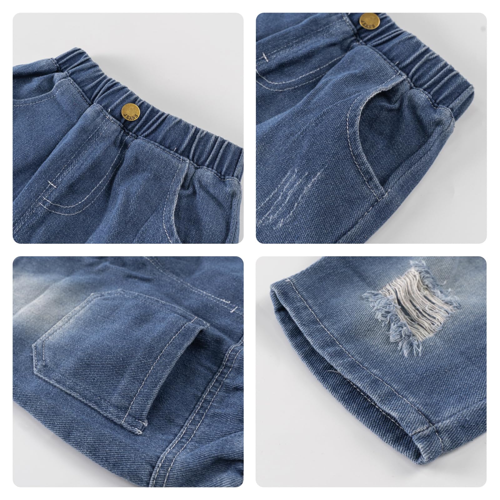 Volunboy Bebé Niño Verano Conjunto, Cuadros Camisa de Manga Corta + Jeans Shorts Traje Casual Ropa 2 Piezas