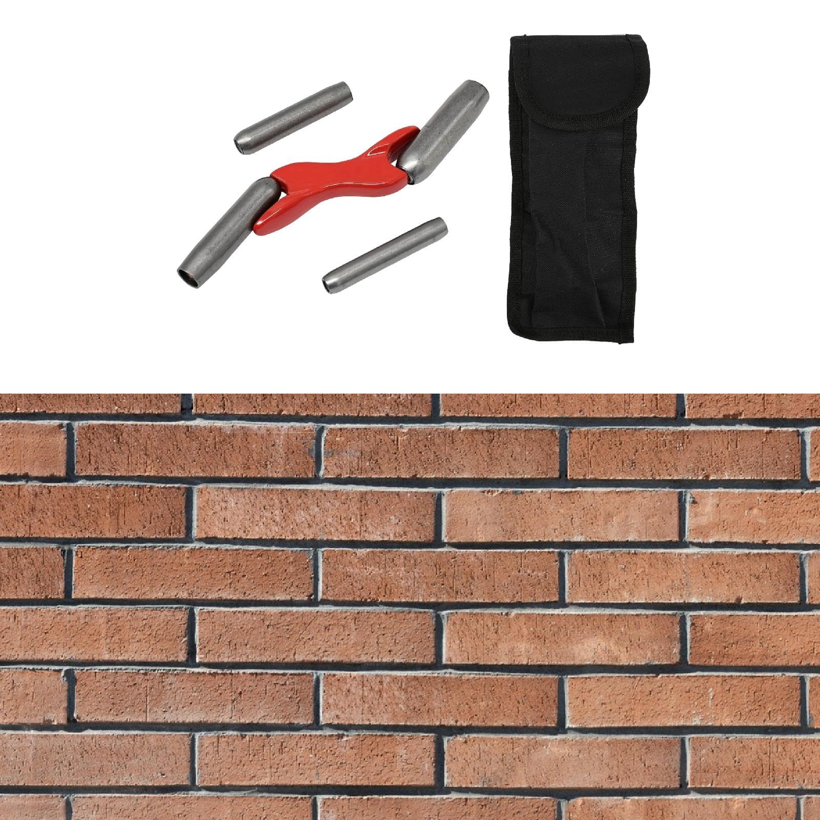 Cazzuola per stuccatura di mattoni, strumento di finitura per pareti, con borsa portaoggetti, portatile, 1/2", 5/8", 3/4", 7/8", per traforo, rosso