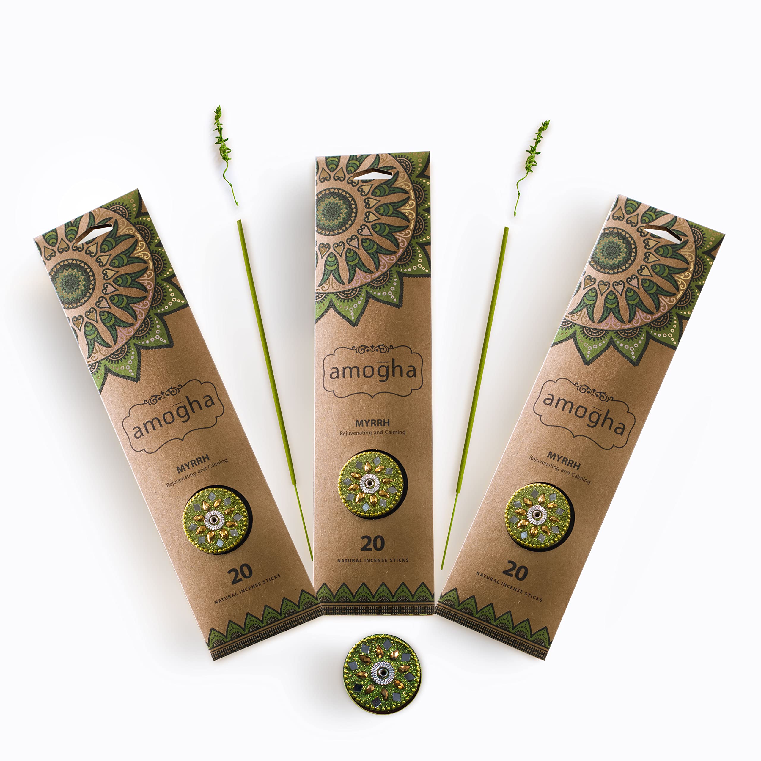 Amogha Incense Sticks in Flat Pouch with Mirror Holder-Set of 3 (Myrrh)-image-1