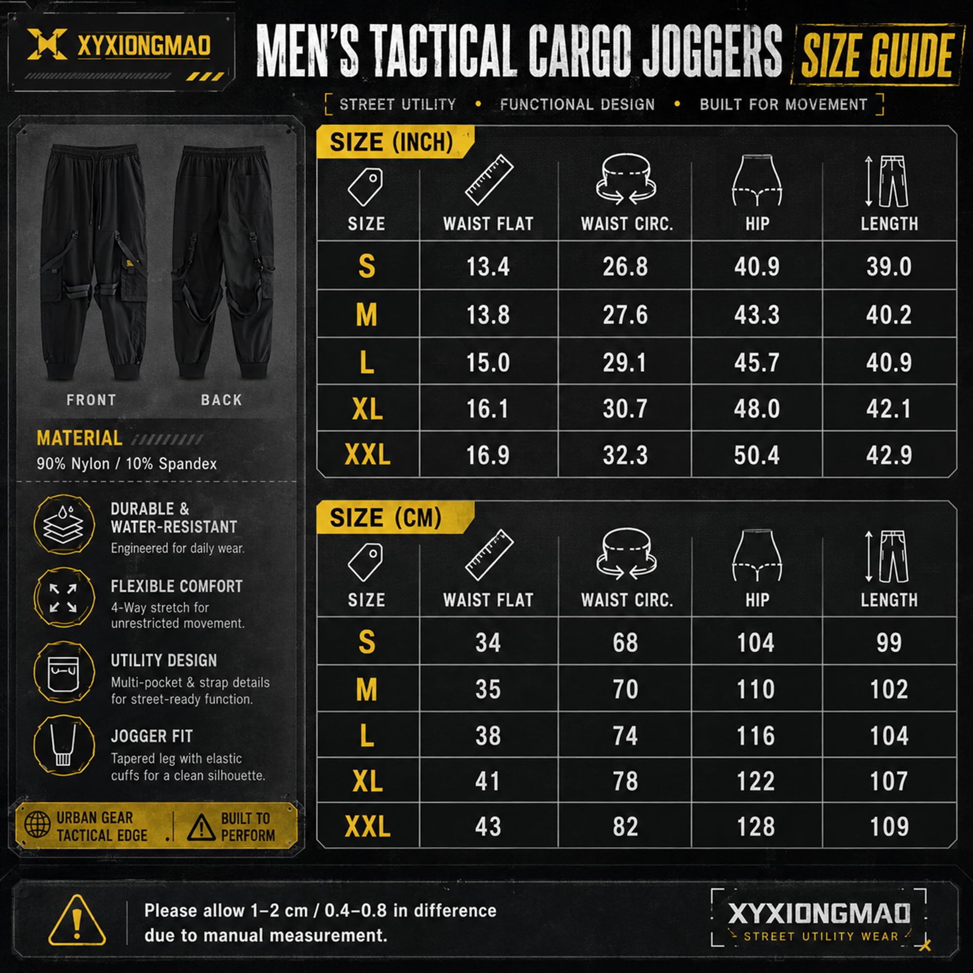 XYXIONGMAO Cyberpunk Techwear Cargo Pantaloni Baggy Streetwear Giapponese Pantaloni Uomo Outdoor Cool Trendy Casual Pantaloni Uomo Uomo