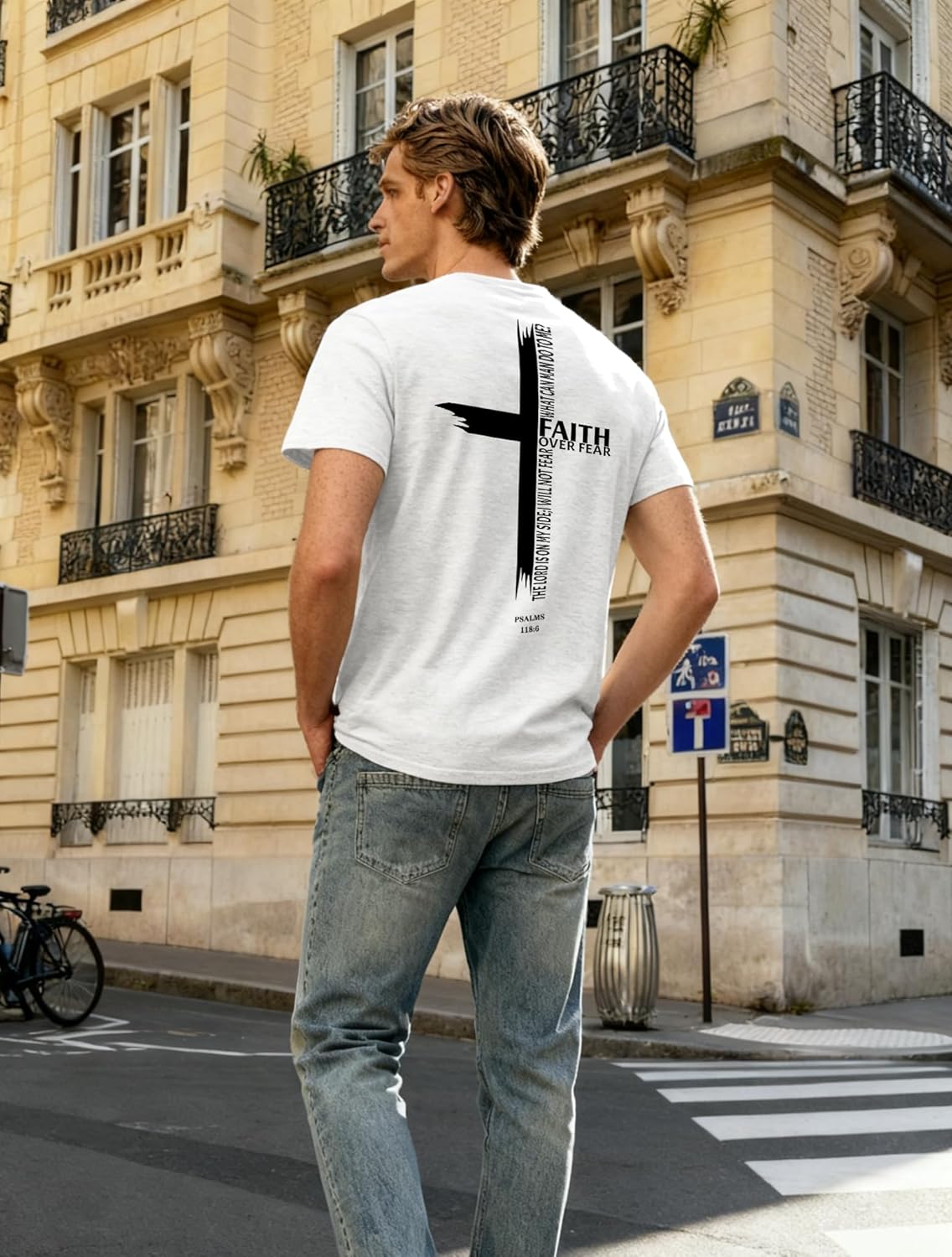 Christian Shirts for Men Jesus Shirt Faith Over Fear Shirt Christian T Shirts Short Sleeve Tops White - Image 3