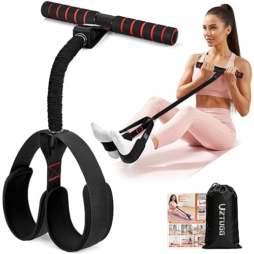 UZTUGG Pedal Resistance Bands with Handles, Upgrade Women Exercise Bands for Full Body Training, Core, ABS, Legs, Glutes, Arms, Pilates, Physical Therapy, Strength, Sit Up Equipment for Home Workout