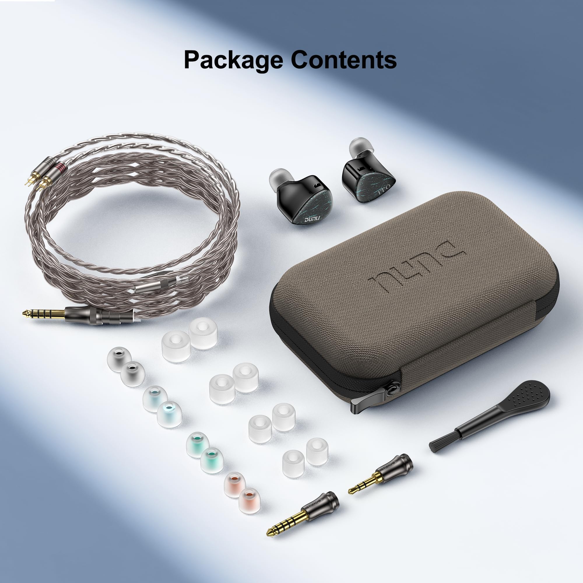 HiFiGo IEMs Earbuds Dunu x Kaji Kaji ITO Hybrid 2DD+2BA In-Ear-Kopfhörer mit 4,4 mm/3,5 mm Stecker, Leo IEM-Kabel, S&S Tipps für Rock Hip-Hop EDM (Schwarz)