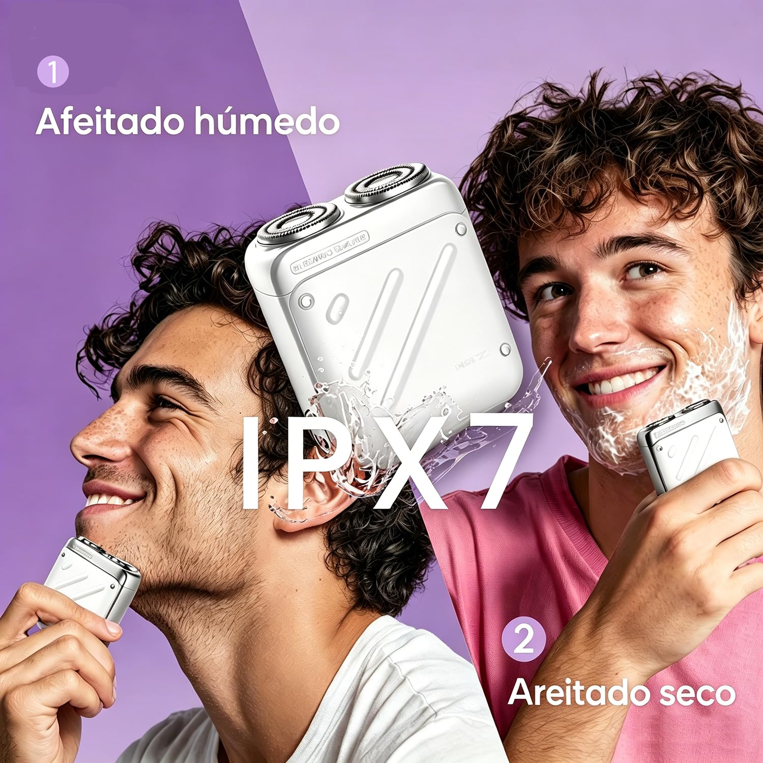 Skyworth Metz Máquina Afeitar Eléctrica Hombre, Afeitado Seco Húmedo IPX7 Motor 9000 RPM, Cabezal Magnético Desmontable, Cuchillas Autoafilables 9×2, Autonomía 45 Días, Carga Rápida 1h USB-C, Blanco