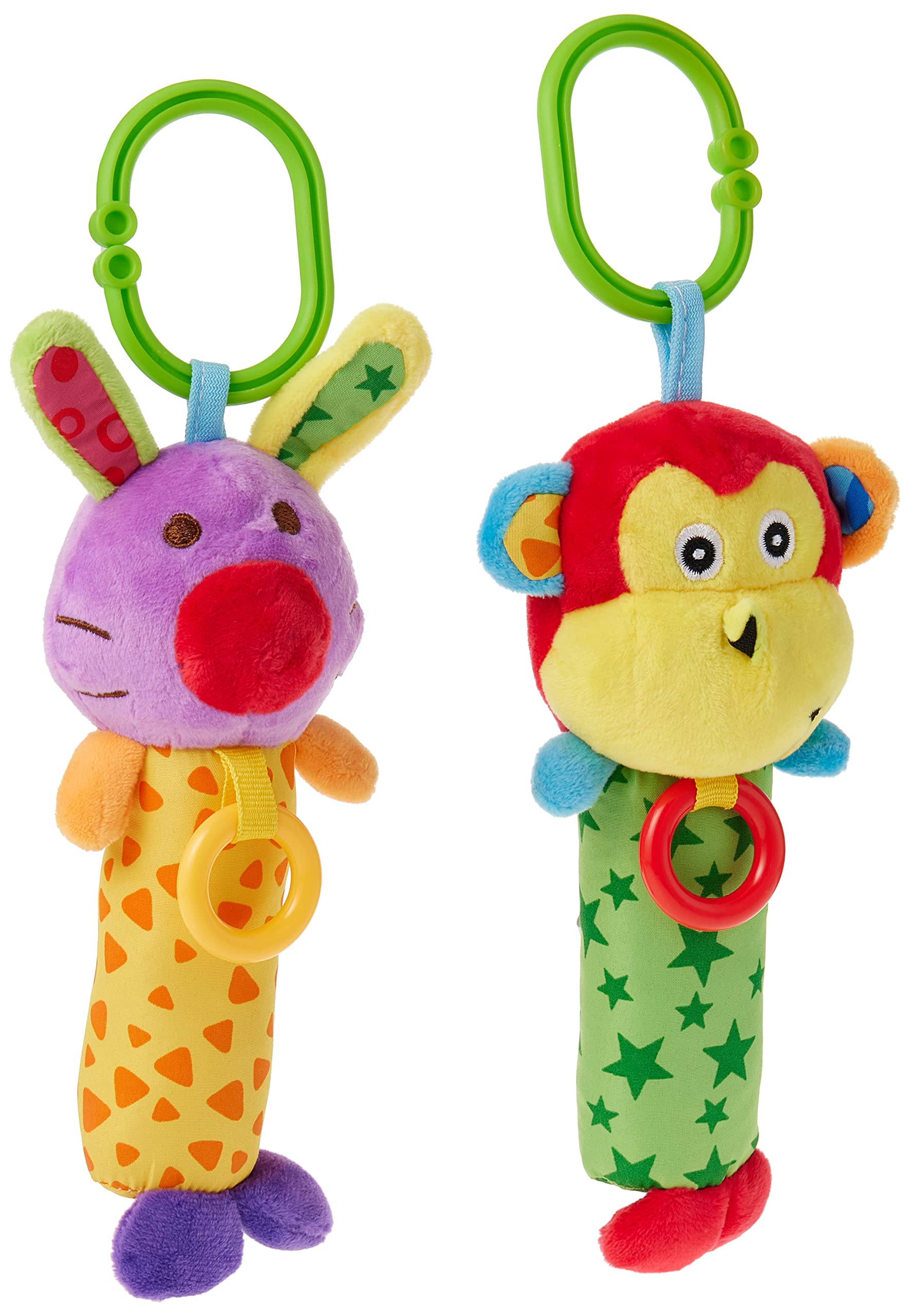 Pixie Monkey Rattle Toy + Rabbit Rattle Toy, Pack Of 2