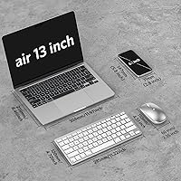 Vista 5 de Teclado y mouse inalámbricos para Mac, teclado de 14 atajos multimedia con mouse DPI ajustable, diseño delgado y portátil, conexión Bluetooth