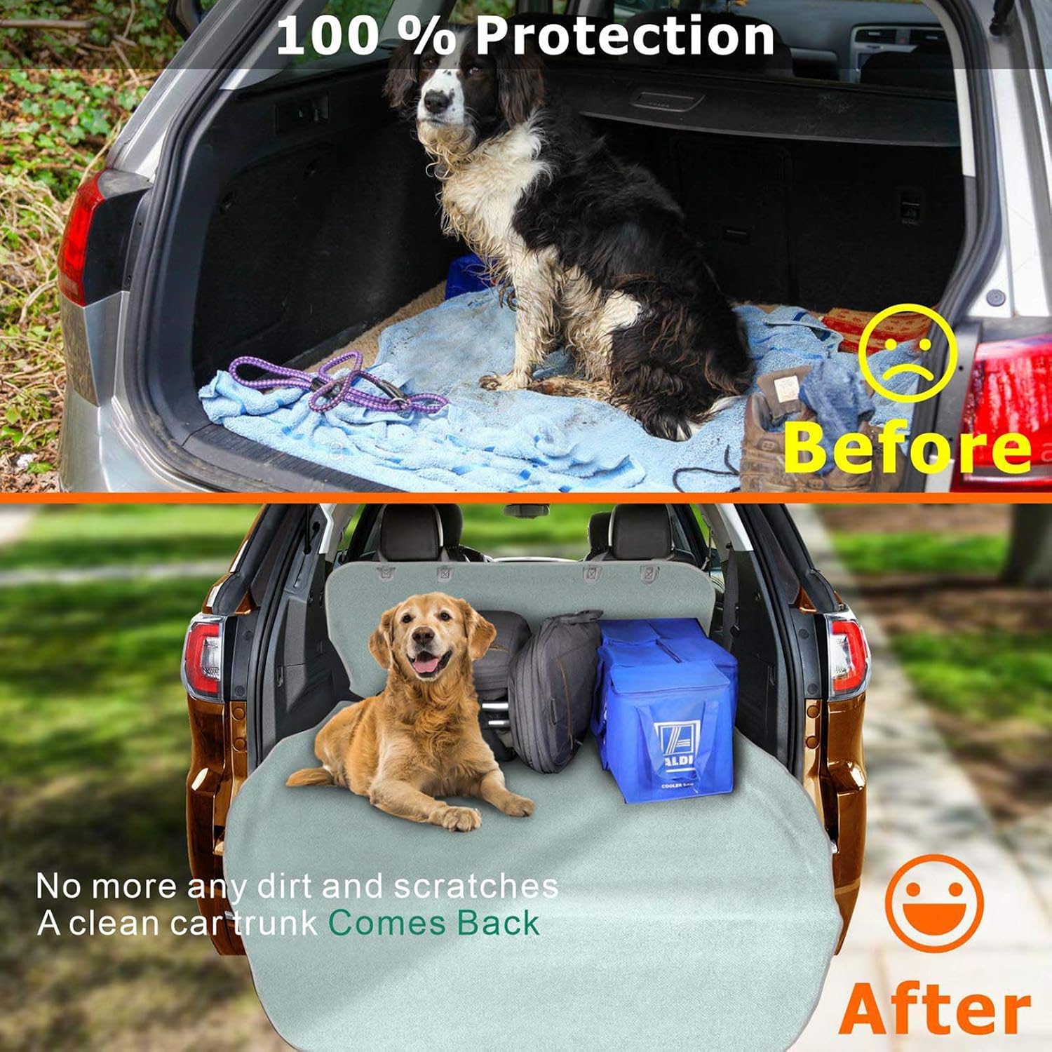 Dog Cargo Liner Cover for SUVs, Packism Water-resistant Pet Cargo Cover Line for SUV Vehicles Universal Fit Pet Cover Liner, Large Dog Seat Cover SUV with Bumper Flap Protector Pet Trunk Cargo Liner, Grey