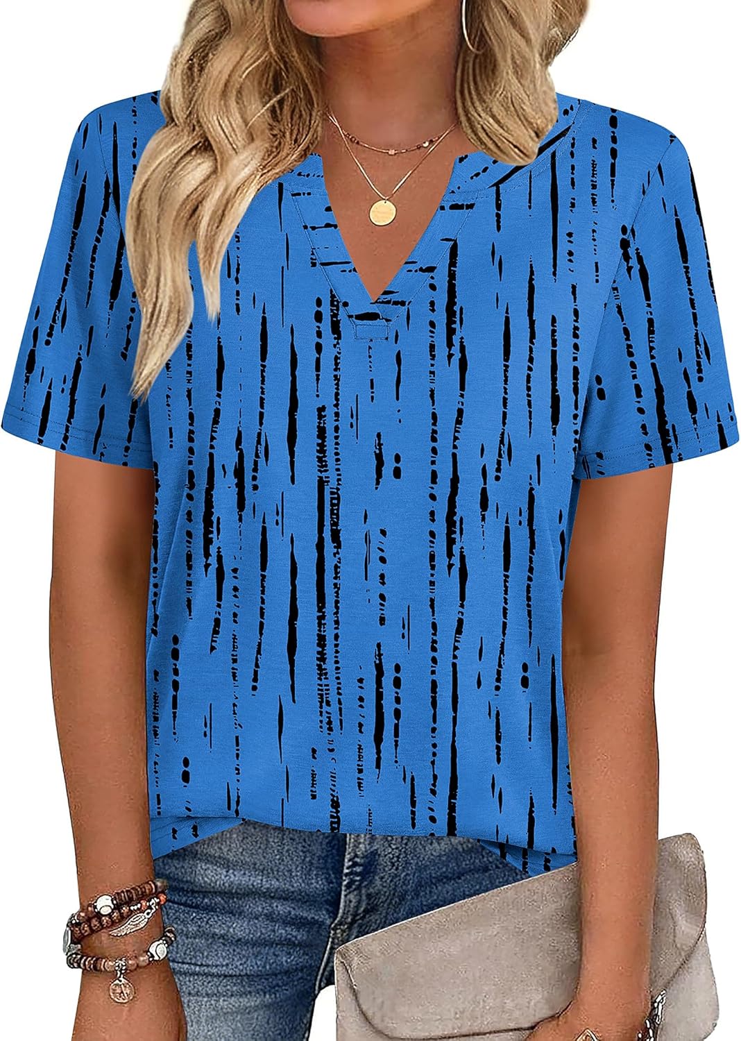 Zeagoo Womens Tops Short Sleeve V Neck Tee Shirts Cute Dressy Casual Clothing Business Work Blouse - Image 2