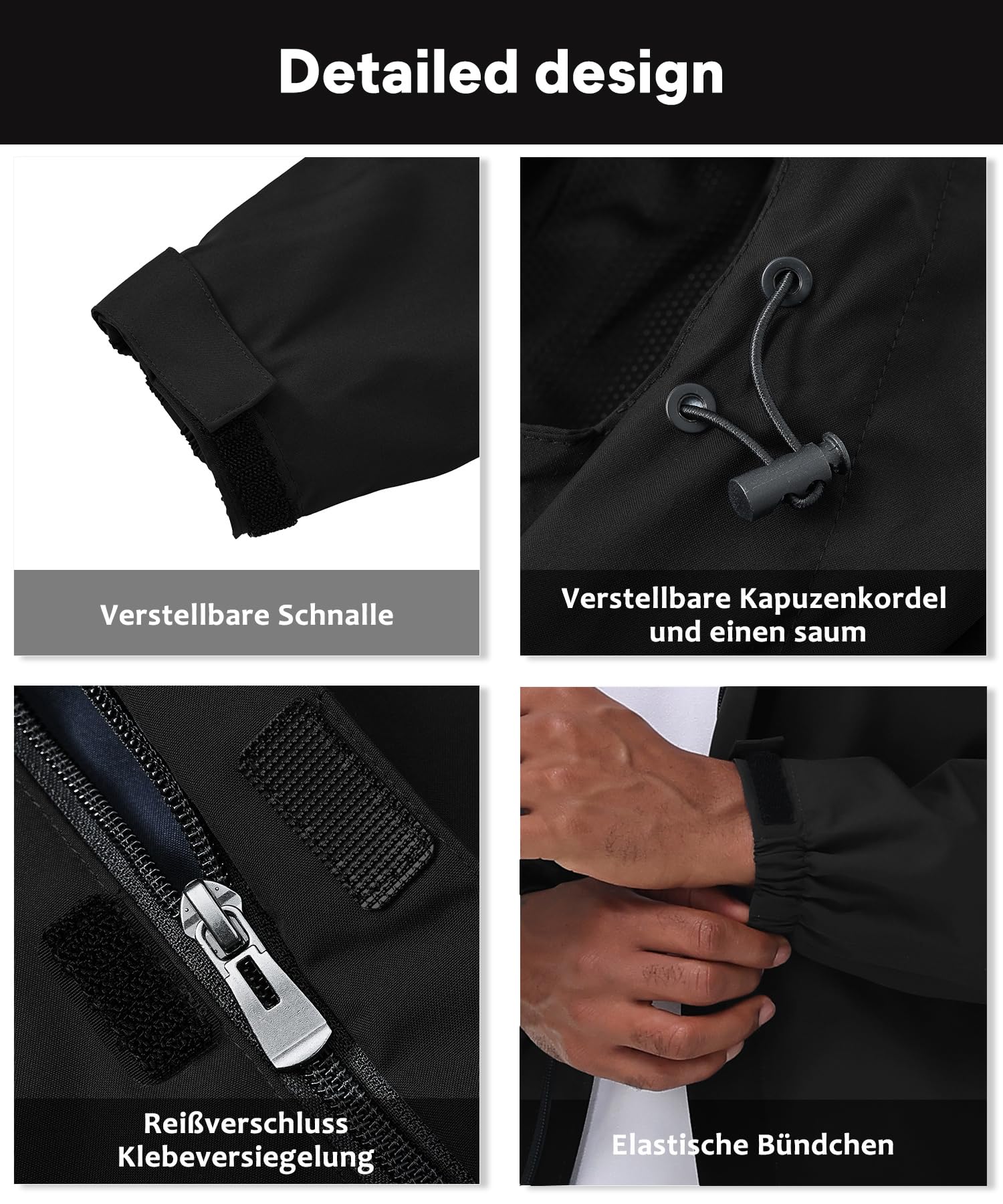 Huayuzh Męska kurtka softshellowa, wodoszczelna, oddychająca, wiatroszczelna, lekka kurtka przeciwdeszczowa, z kapturem, do biegania, wędrówek