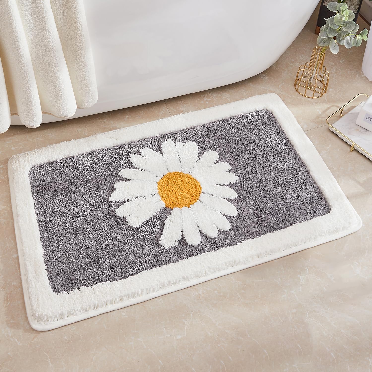 Digi-Tatoo Luxury Bathroom Rug Mat, Extra Soft and Absorbent Microfiber Bath Rugs, Non-Slip Plush Shaggy Bath Carpet, Machine Wash Dry, Bath Mats for Bathroom Floor, Tub and Shower, 45x65cm - [Grey]