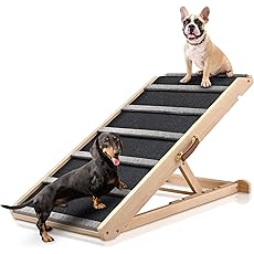 Dog Ramp for Bed - Extra Wide - Excellent Traction, Pet Ramp for Small Large Dogs to Get on Couch Car, Non-Slip Rubber Surface, 18’’W, Hold up to 200lb, Adjustable, Foldable Black