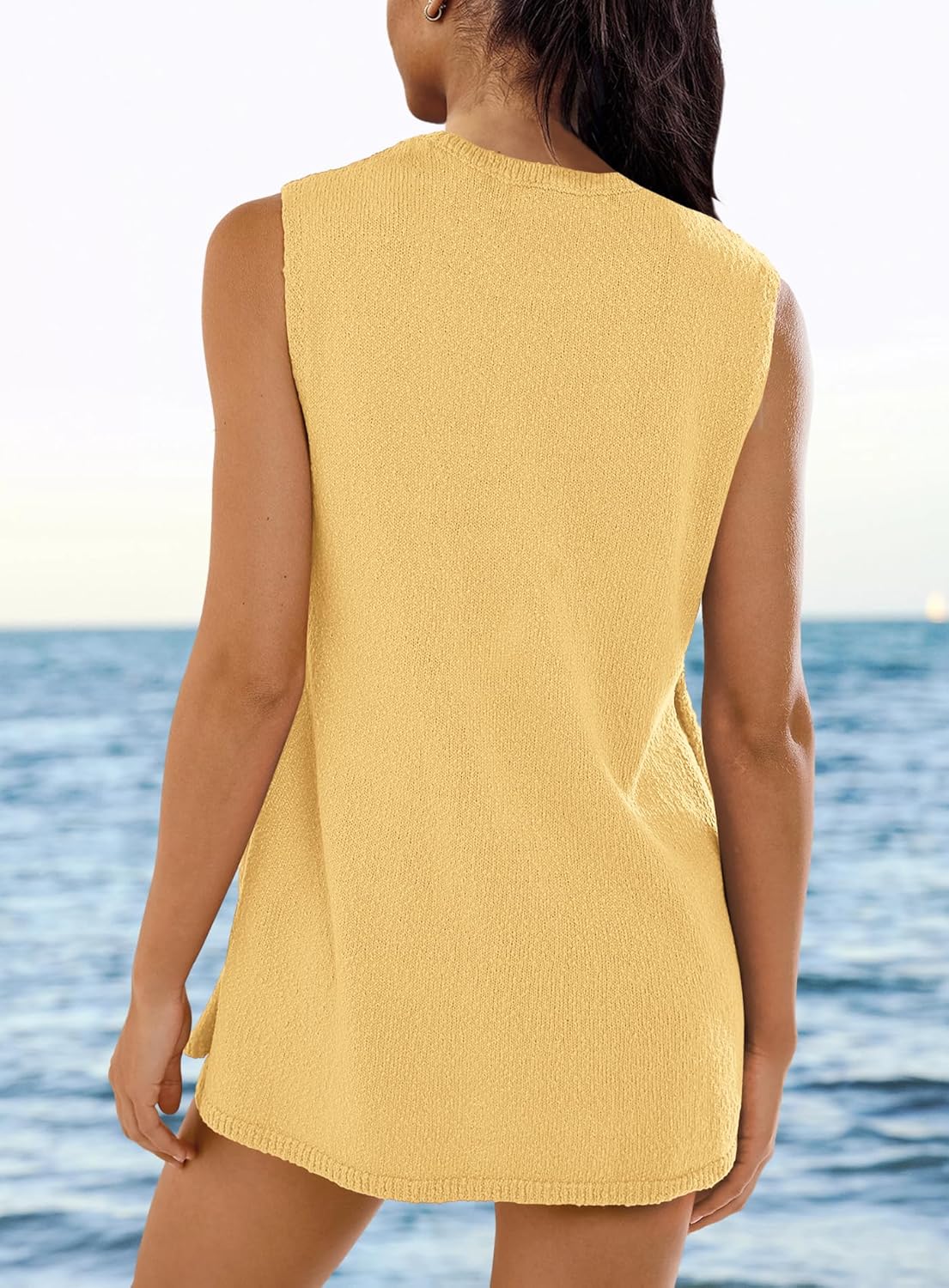 Panadila Womens Summer Lounge Sets 2 Piece Outfits Beach Vacation Outfits Tank Top and Shorts Sweater Matching Set - Image 3