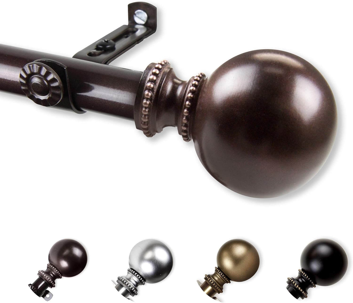 Rod Desyne 13/16" Jodi Single Curtain Rod, 28-48 inch, Cocoa