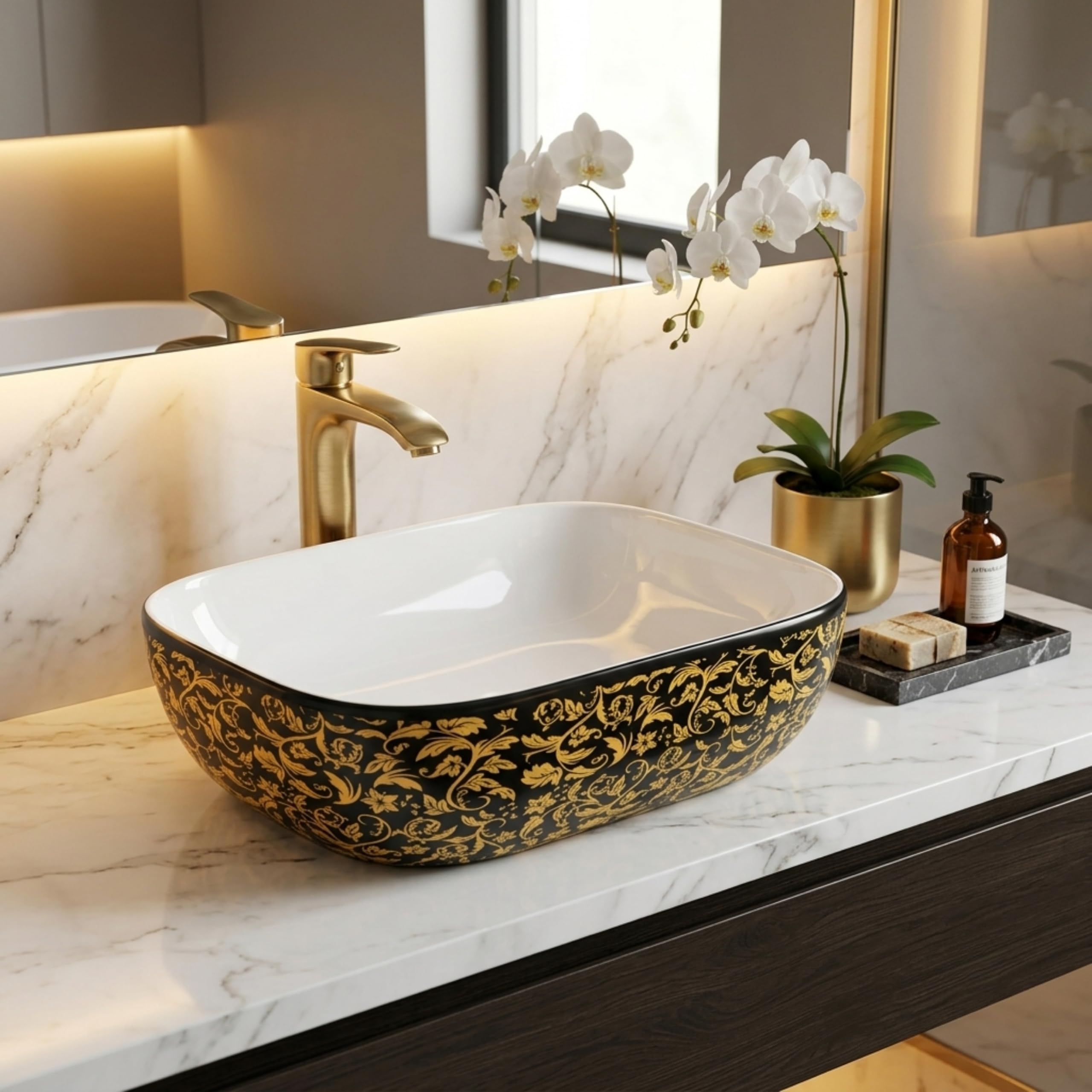 Reyal Ceramic Wash Basin - Modern Vessel Sink -24