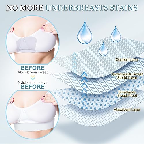 Vista 4 de 100 piezas de forros de sudor desechables debajo del pecho, almohadillas absorbentes de sudor, almohadillas de brasier debajo del busto