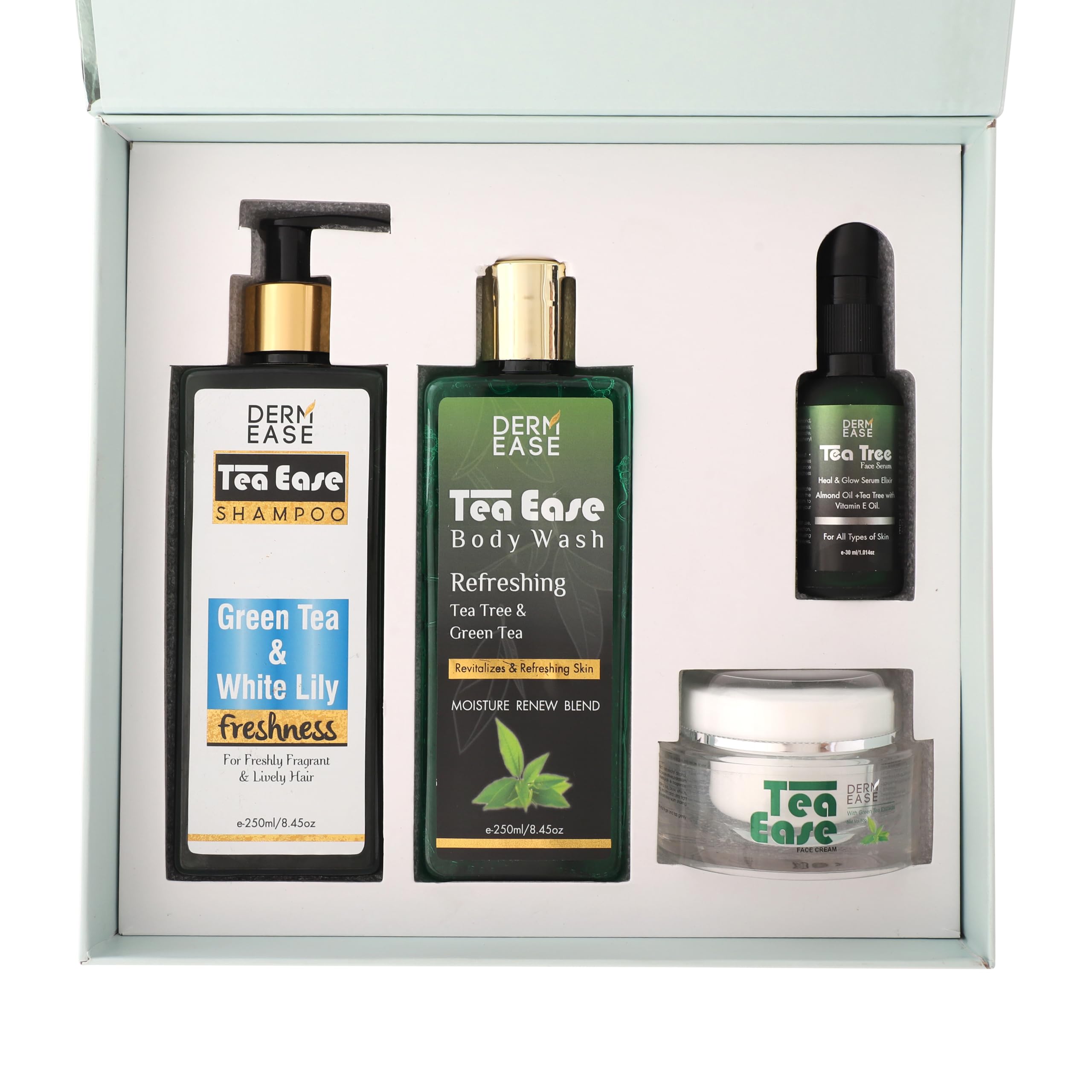 Beauty Gift Box for Women & Men | Premium Face & Body Care Combo of Tea Ease Shampoo,Body Wash,Face Cream SPF 30/PA++ & Face Serum | Perfect Gift for Birthday & Anniversary | Pack of 4-image-25