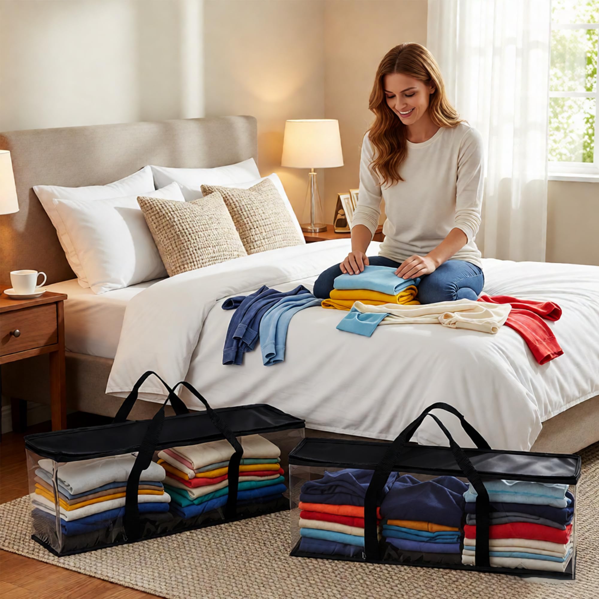 4PCS Sac De Stockage Portable, 60*15*22cm Sacs De Rangement Pour DVD, Étuis De Empilables Portables Pour CD, Pour DVD, CD, Jeux Vidéo, Livres, Boîte De Rangement CD, Sac De Rangement