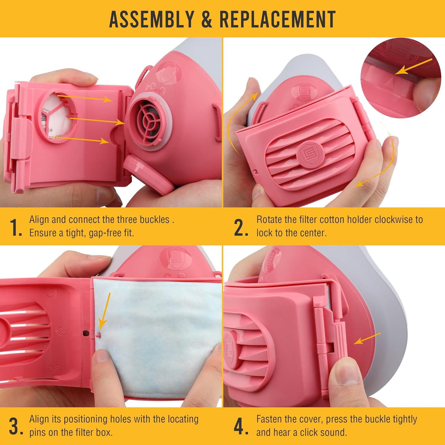 Reusable Half Face Respirator Mask with 6 Filters,2818 Food-Grade Silicone Dust Mask for Painting,Cleaning,Sanding - Image 6