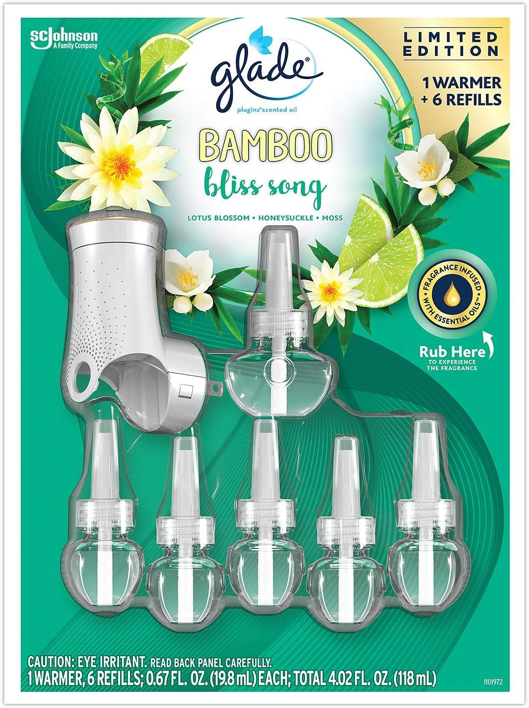 Glade Bamboo Bliss Song PlugIns Scented Oil 6 Refills
