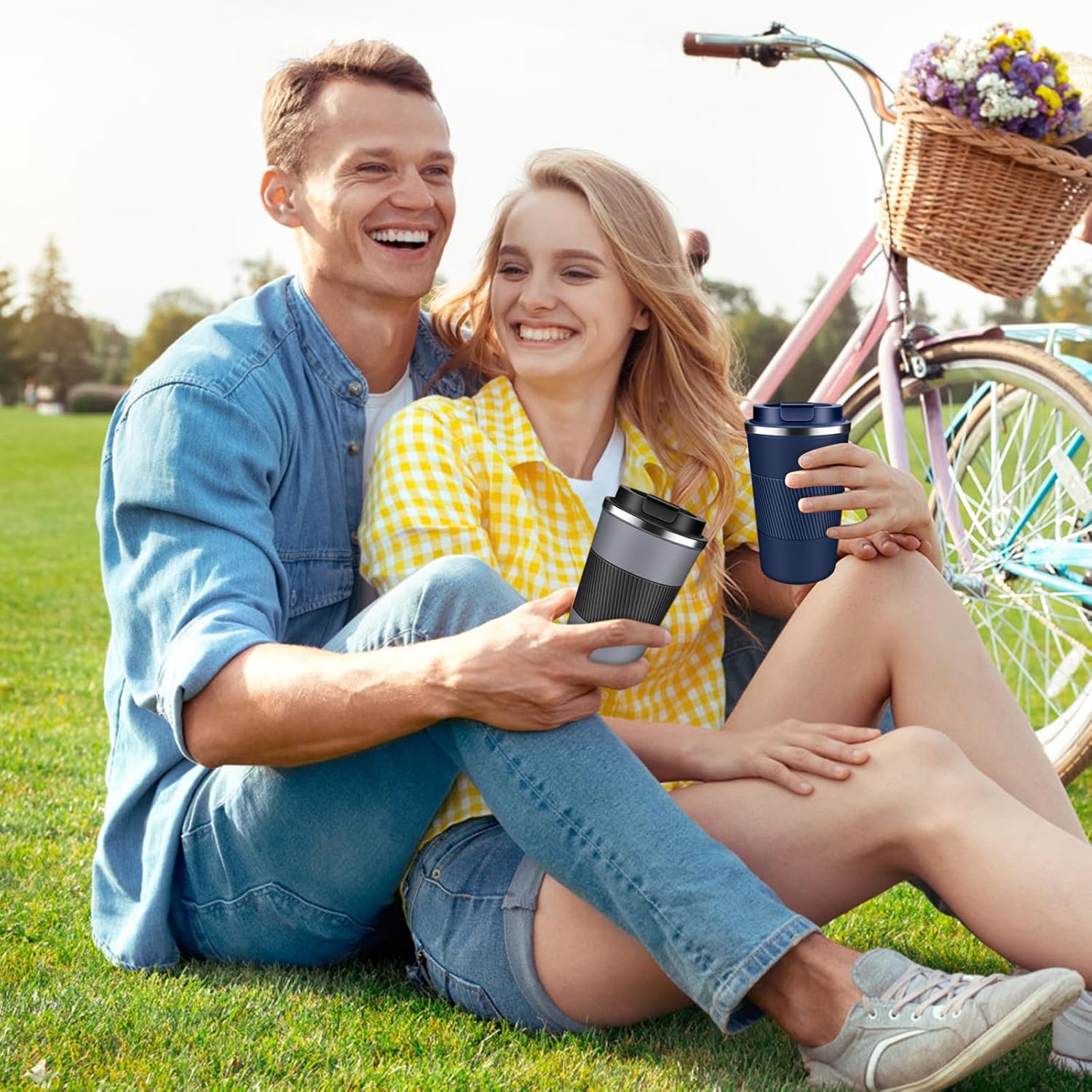 Insulated Coffee Tumbler 12 oz, Stainless Steel Coffee Mug with Lids, Travel Coffee Mug Leak Proof, Double Wall Vacuum Insulated Reusable Coffee Cup, Keep Drinks Hot and Cold (Navy Blue, 12 Ounces) - Image 7