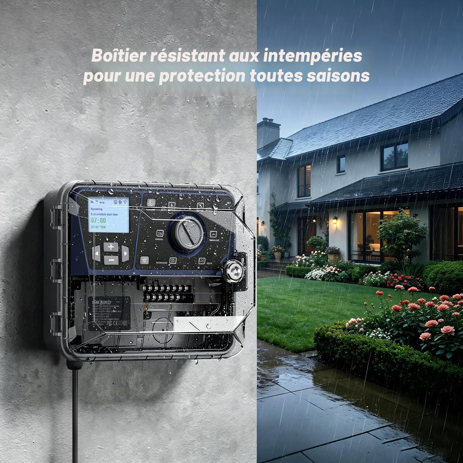 Inkbird Programmateur Arrosage Connecté WiFi, 8 Voies, Boîte de Protection