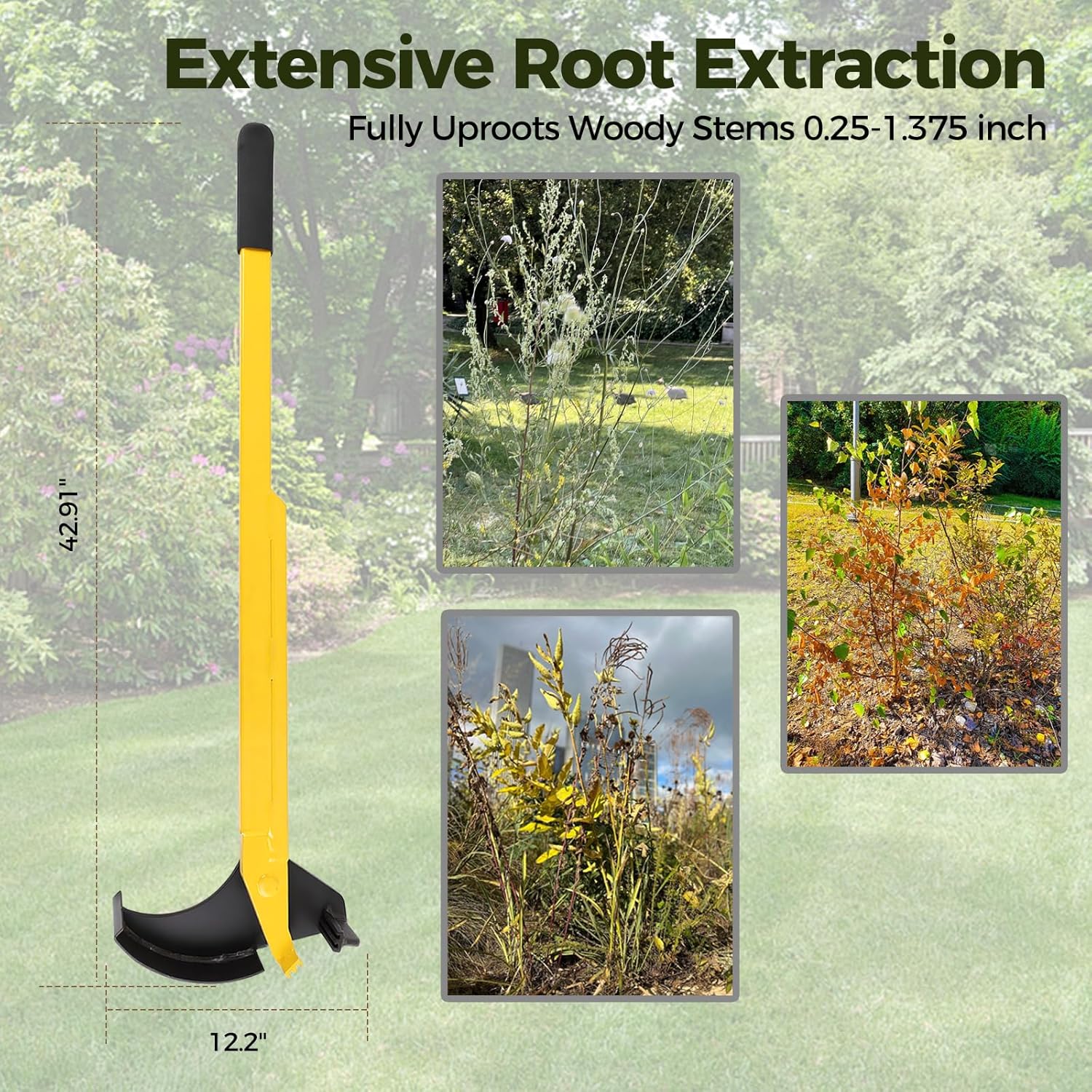 Sapling Puller Tool Heavy Duty Tree Root Puller for ¼ to 1 ⅜ " Woody Stems Fully Uproots Trees, Shrubs, Vines and Thorns