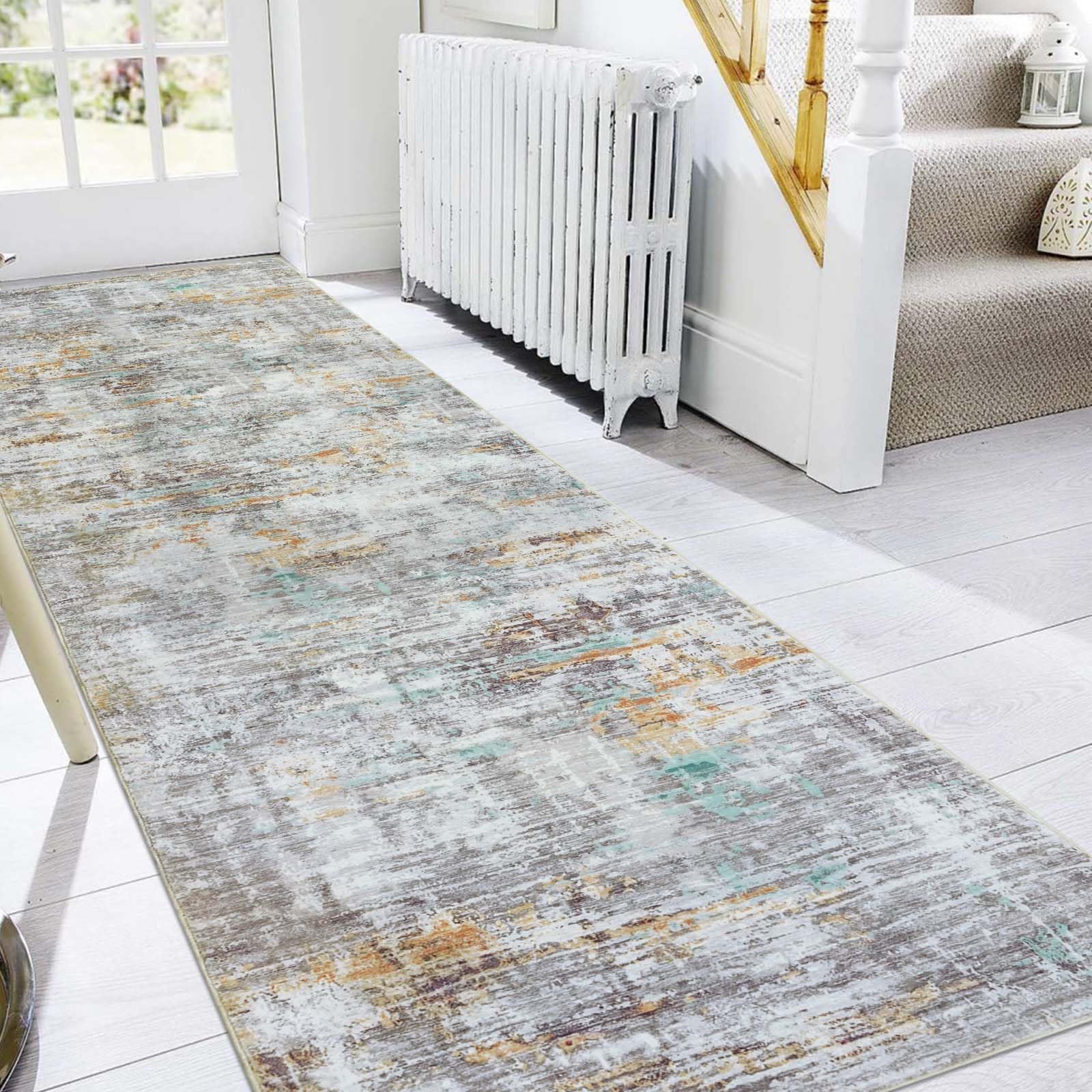 Famibay Teppich Läufer Flur 80x300 Teppich Küche Läufer rutschfest Teppichläufer Flur Waschbar Grau Flurteppich für Küche Schlafzimmer Wohnzimmer Korridor