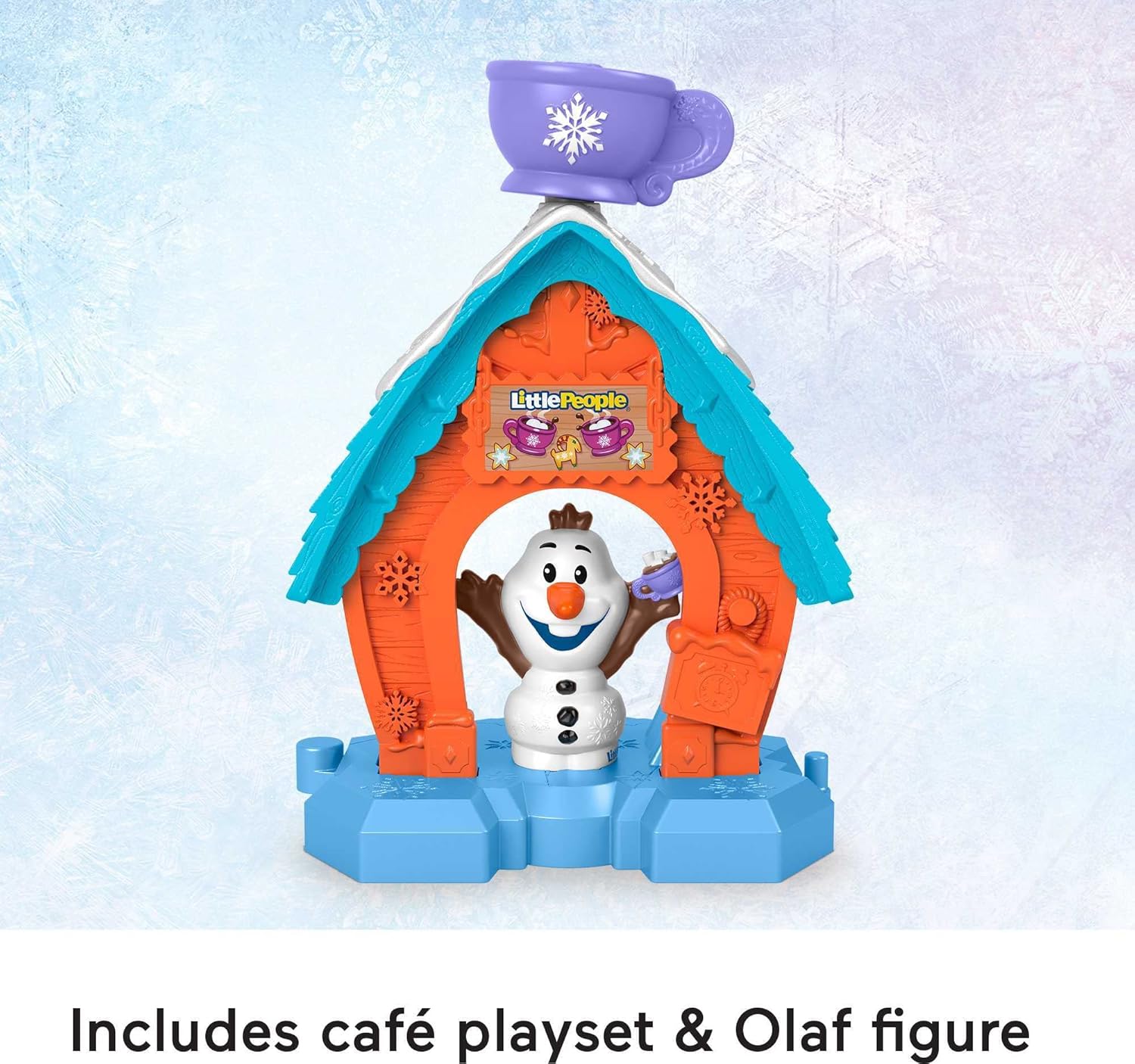 Fisher-Price Little People Toddler Toy Disney Frozen Olaf’s Cocoa Café Playset with Figure for Preschool Pretend Play Kids Ages 18+ Months
