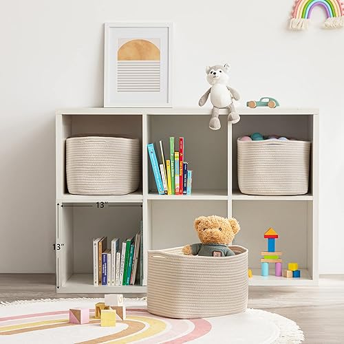 Miniatura 4 de UBBCARE Cestas de almacenamiento para estantes, cesta tejida más grande de 15 x 10 x 9 pulgadas para almacenamiento y organización, cesta de cuerda