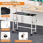 Snughome Mobile Keyboard Tray with Mouse Pad, Height Adjustment 23"-31", Keyboard Standing Desk, Rolling Under-Desk Extender with Lockable Casters, Desk Accessories for Home Office