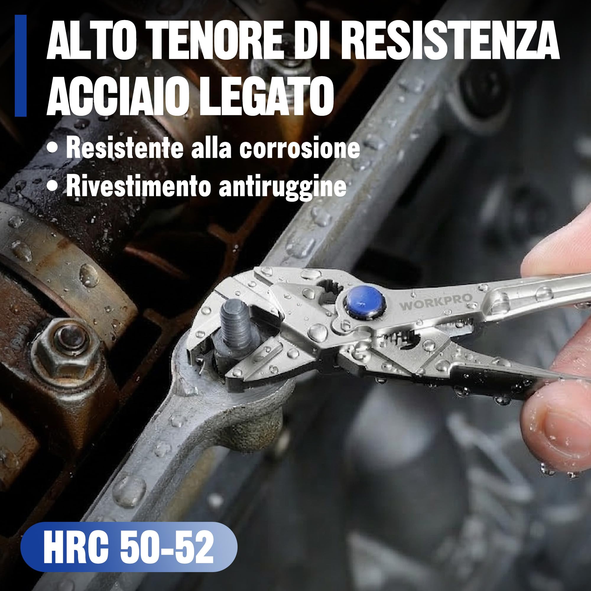 WORKPRO Mini Pinza Chiave da 100 mm, Chiave Regolabile ad Alta Resistenza, Morso Parallelo, Apertura Massima 20 mm, Strumento EDC Compatto per Spazi Ristretti, Argento