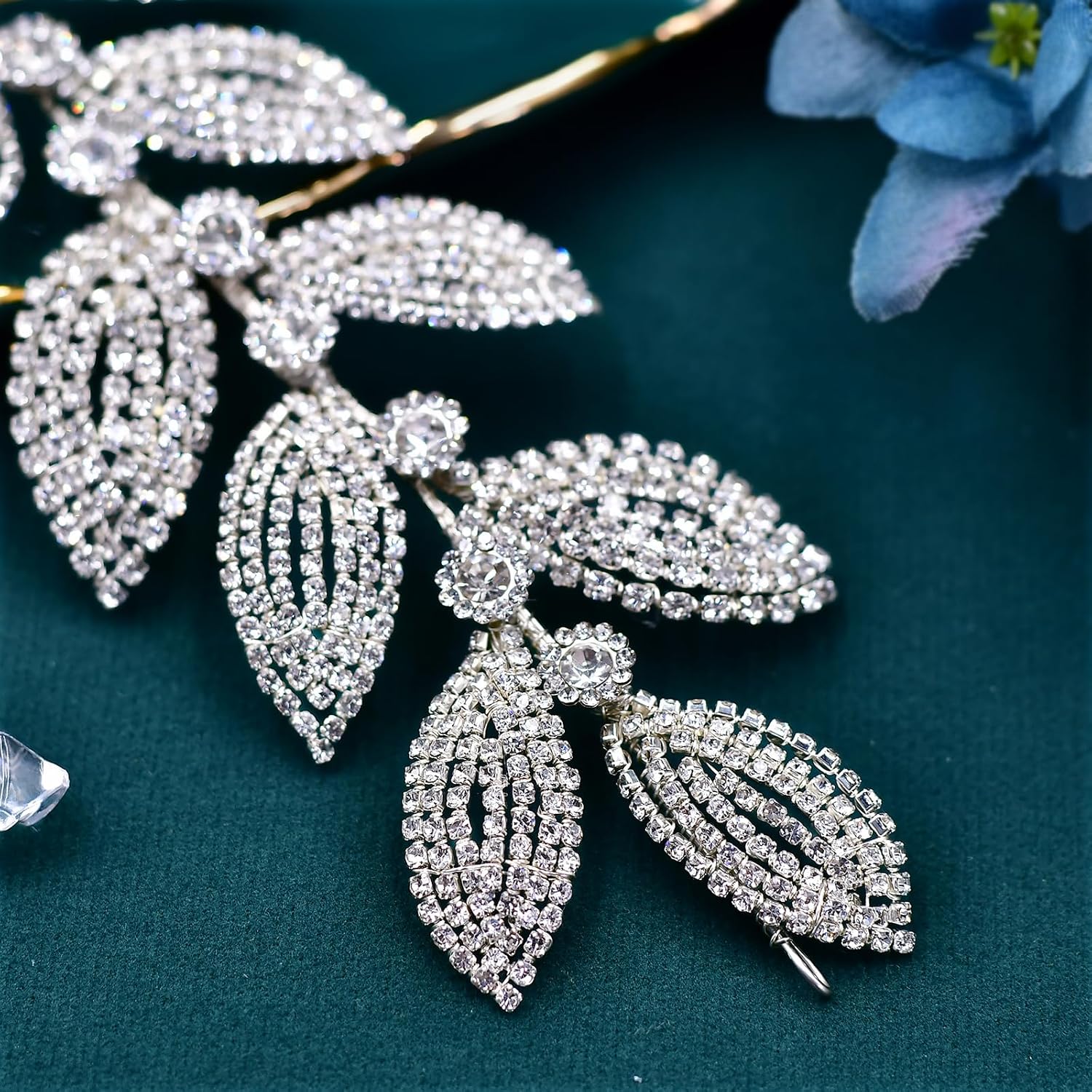Bridal Rhinestone Head Band - Elegant Silver Leaf Design Wedding Headpiece, Women's Bridal Hair Accessory HP578