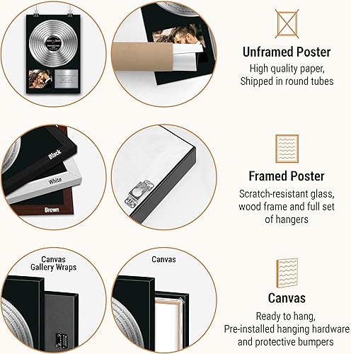 Vista 114 de VICILO Póster de letras de canciones personalizadas, enmarcado, lienzo personalizado, arte de pared, regalos para el día de San Valentín para él