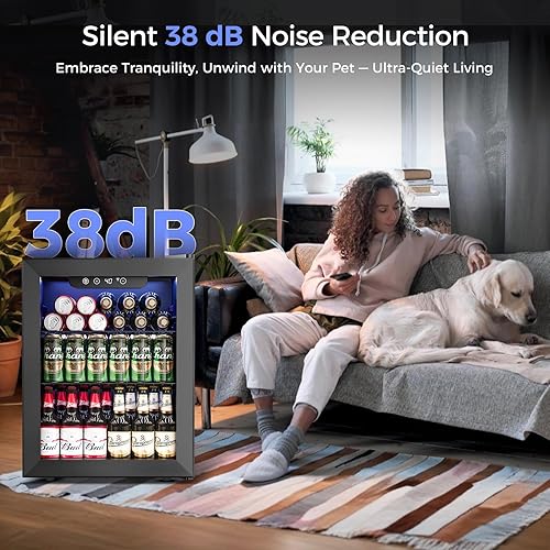 Miniatura 5 de Refrigerador de bebidas  Mini refrigerador de 16 botellas para 68 latas con puerta de vidrio, nevera de bebidas de vino y soda, refrigerador pequeño