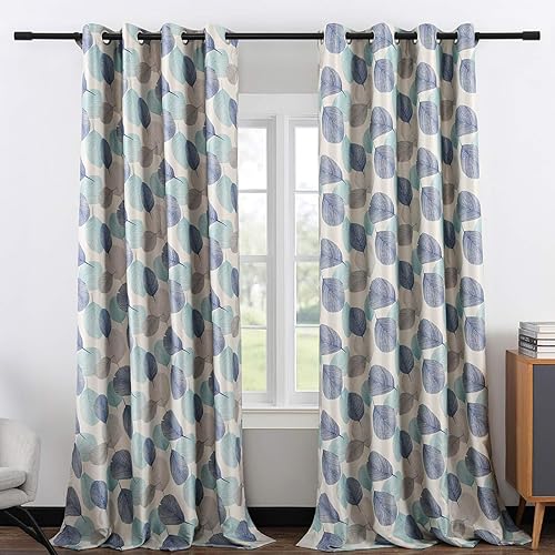 Miniatura 2 de Leeva Cortinas opacas para puerta corredera, cortinas de bloqueo de luz con hojas de serie azul, cortinas pesadas para ventanas de guardería, 2