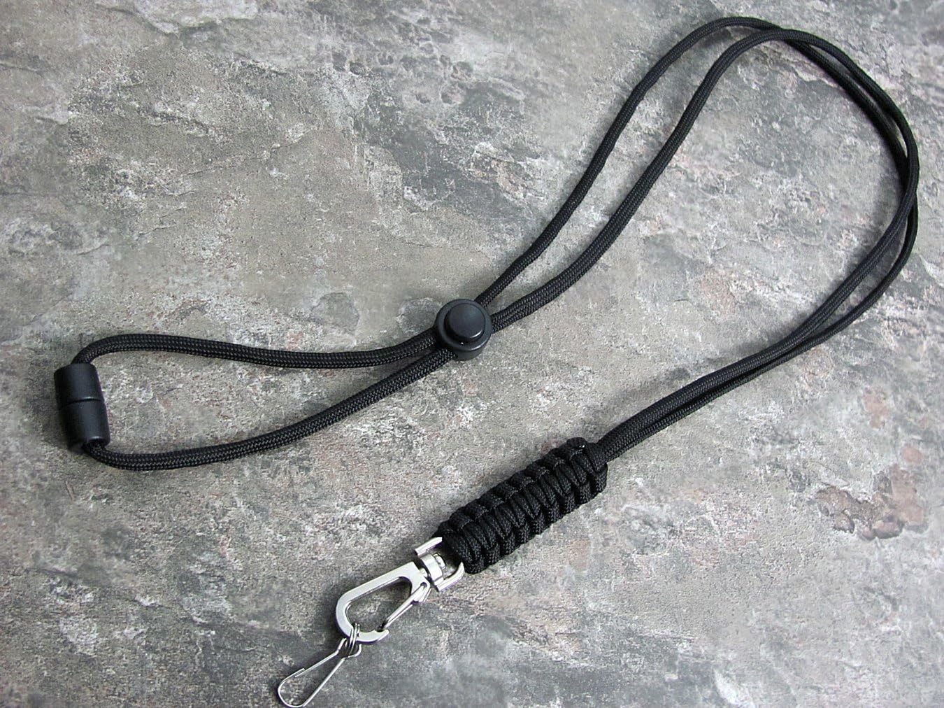 ZaneGear Paracord Neck Lanyard Made in USA! for Whistles ID Badges Keys & More (Black)