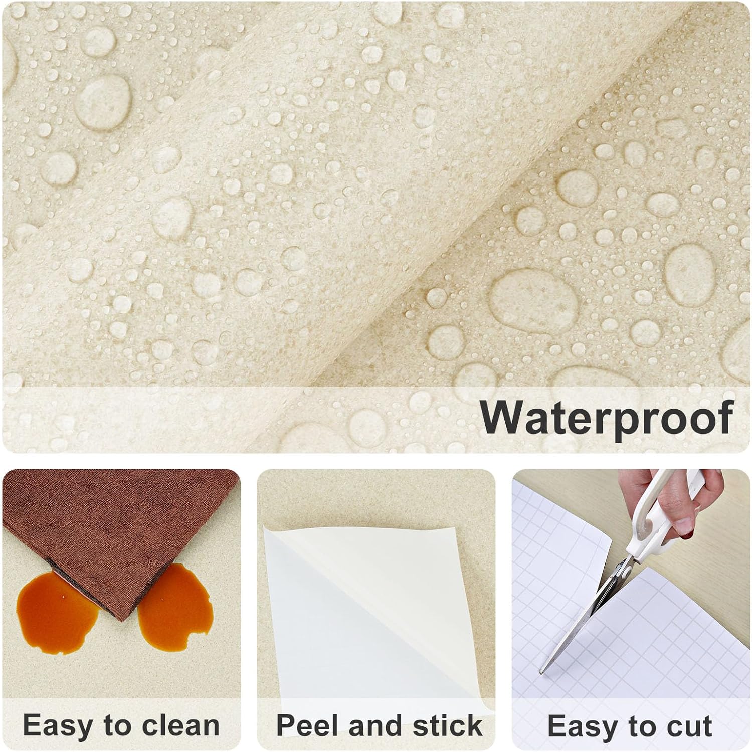 Cream Beige Granite Contact Paper for Countertops Waterproof Crushed Stone Marble Wallpaper Peel and Stick Countertops Granite Nature Wallpaper Sticky for Kitchen Bathroom Cabinets Walls