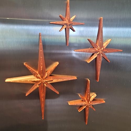 Midcentury Modern Vintage Style Atomic Stars Fridge Magnets Art Refrigerator Kitchen Décor 1960s Retro 50s Home Office MCM (Copper)