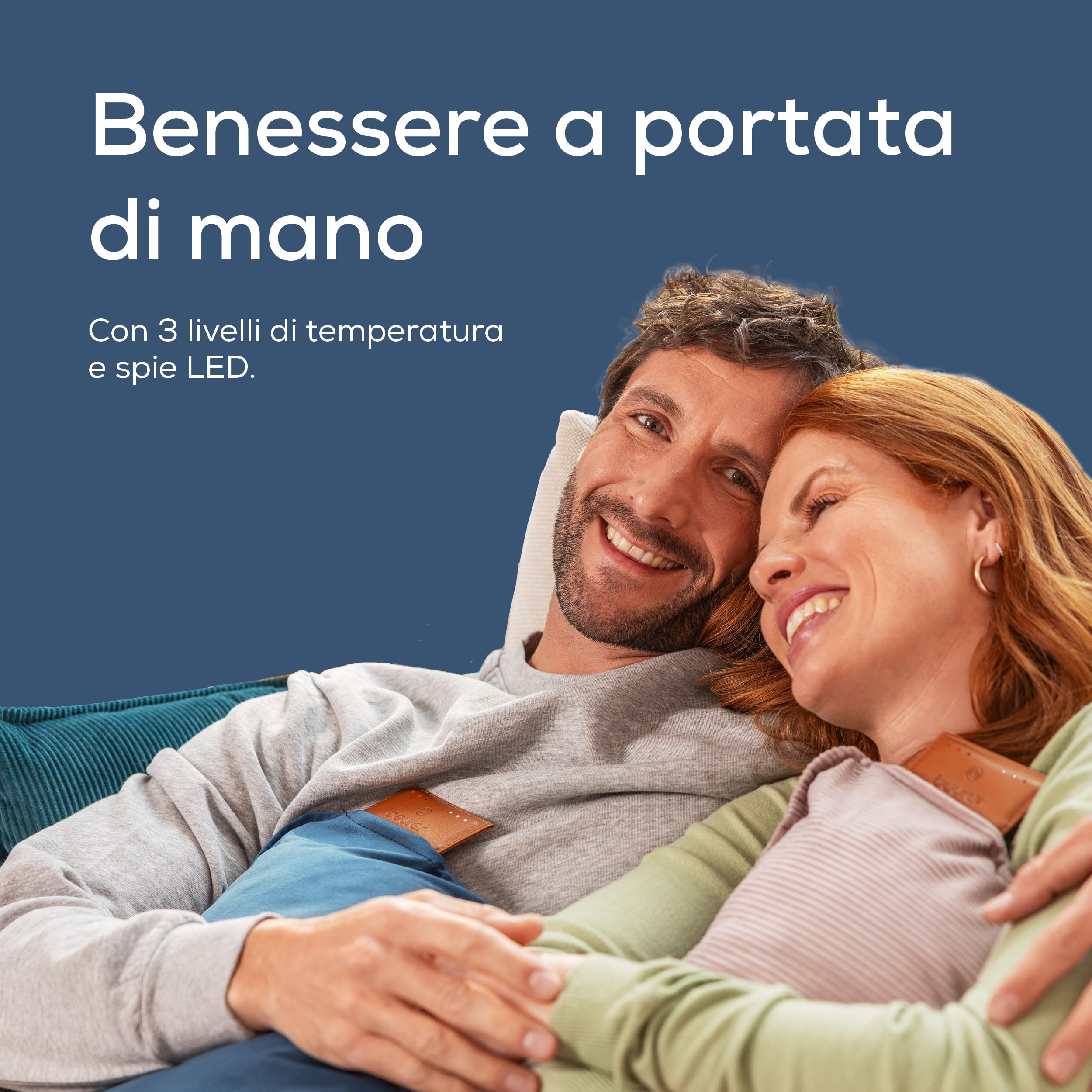 Beurer Heaty HK 77 Termoforo Senza Fili - Batteria Ricaricabile, 3 Livelli, Velluto Rosa