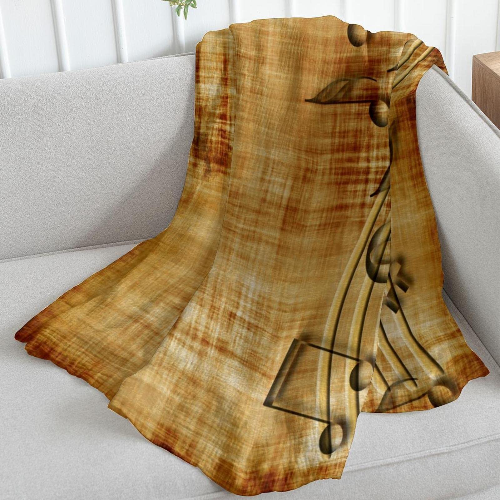 Coperta in pile per divano, divano o letto, accoglienti e morbide coperte retrò Music Clef Notenblatt