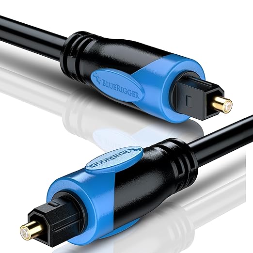 BlueRigger Digital Optical Audio Toslink Cable (6FT, Fiber Optic Cord, 24K Gold-Plated) - Compatible with Home Theatre, Sound Bar, TV, Xbox, PlayStation PS4