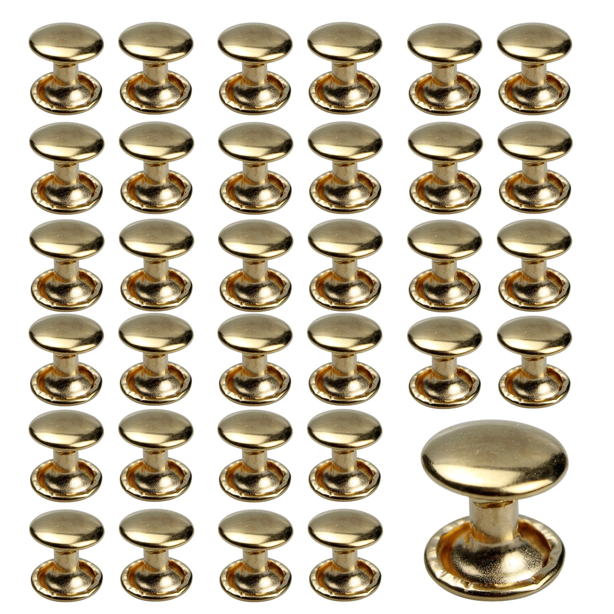 Snapklik.com : 50 Sets 8mm Round Cap Leather Rivets, Double Cap Rivets