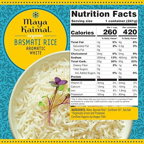 Vista 11 de Maya Kaimal Foods - Arroz orgánico indio diario - Cúrcuma y surekha de comino - 10 oz - Paquete de 6