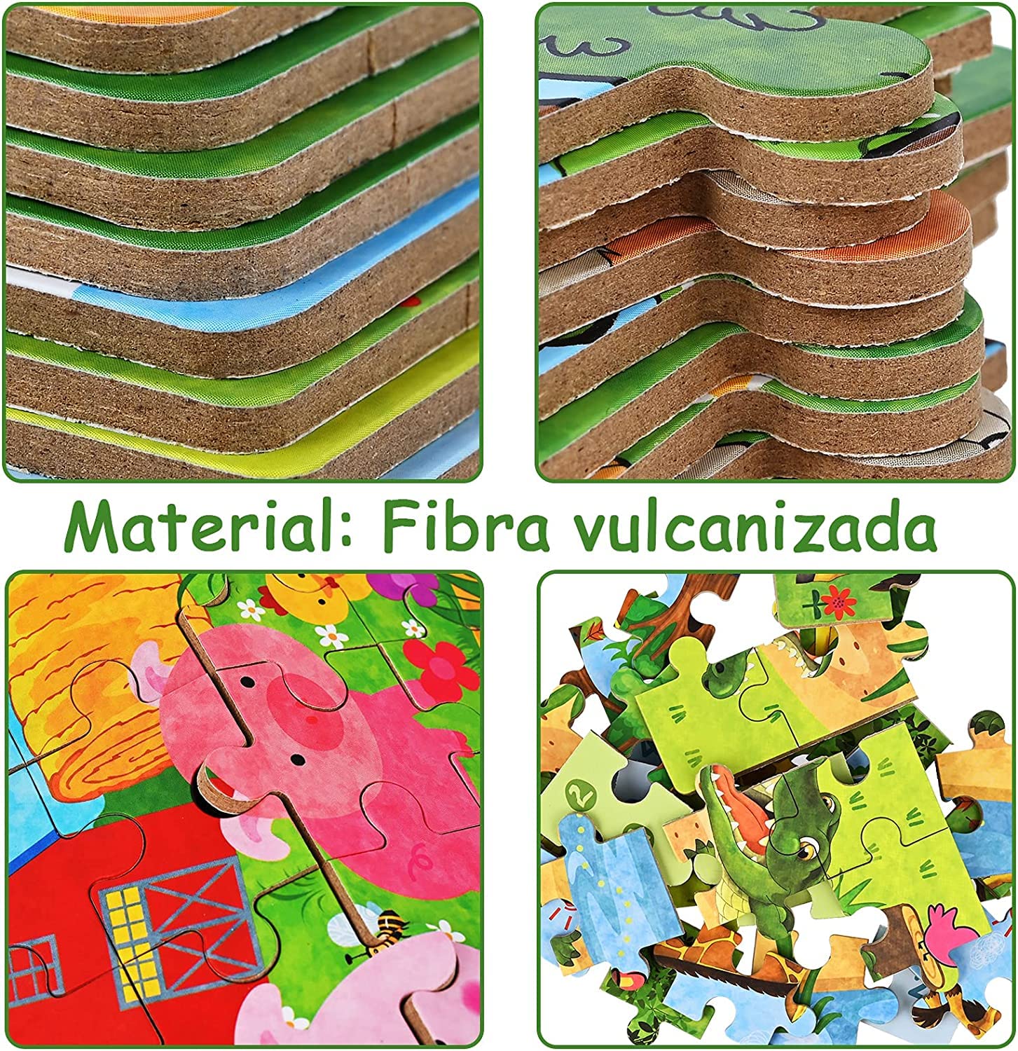 Faburo Puzzle 1 2 3 4 5 años Juguetes Niños, Brinquedos Bebe 8 Pcs, Juegos Educativos Conocer Animales, Rompecabezas Juegos Niños, Regalo Niña y Niño, Juguetes Educativos Infantiles con Caja Regalo