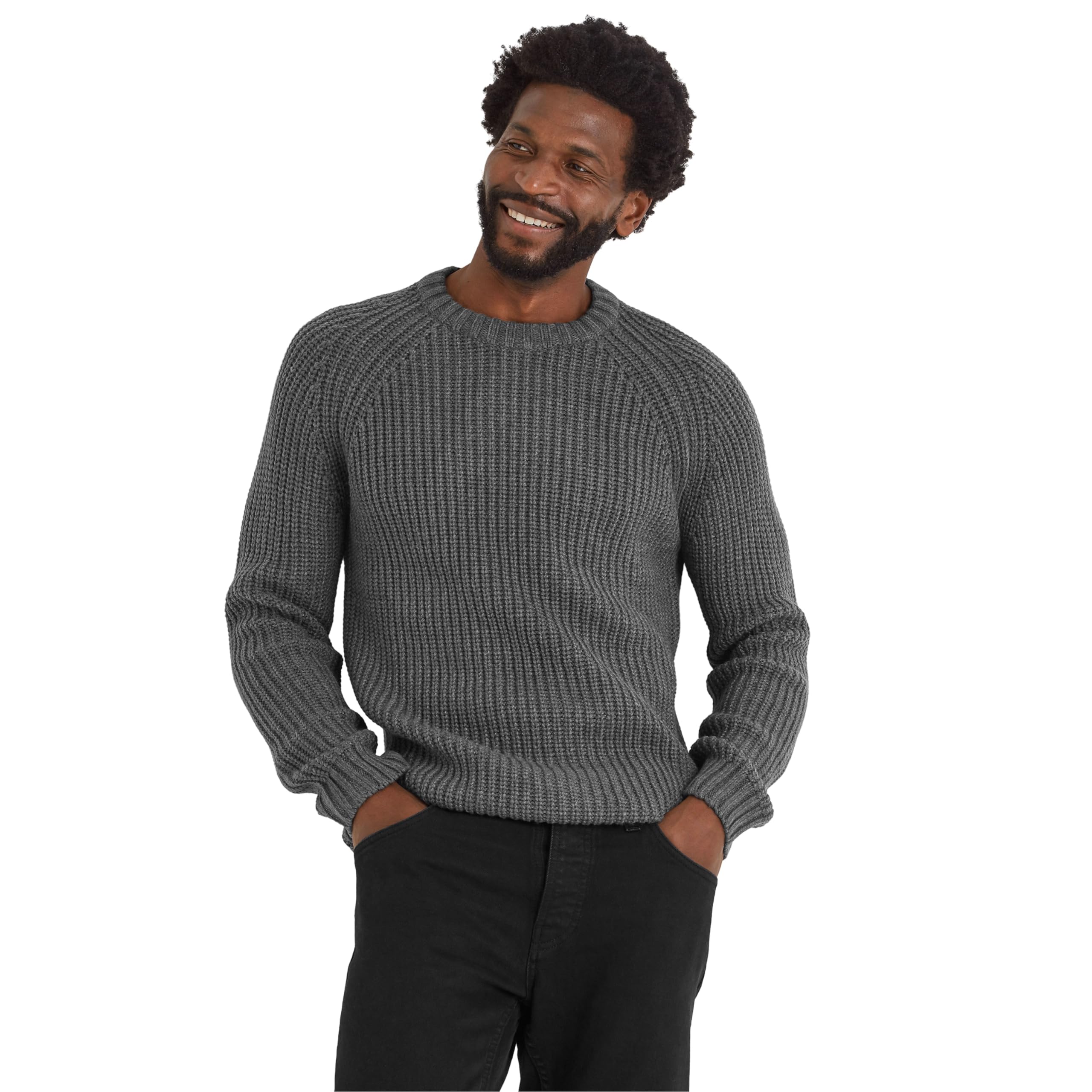 TOG24Logan Mens Knitted Jumper Sweatshirt Super-Soft with Two-Tone Rib Texture & Raglan Sleeves