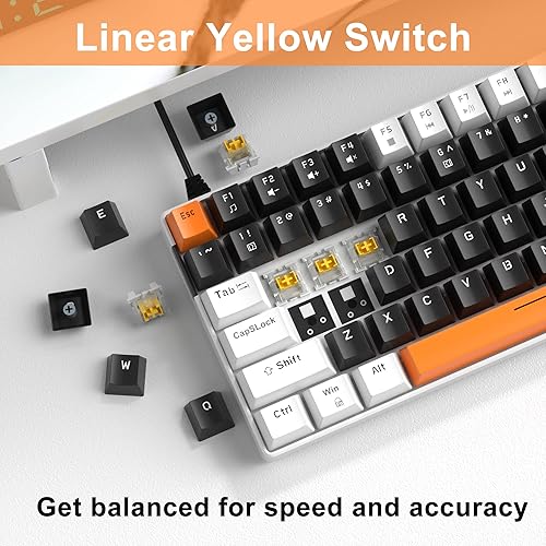 Miniatura 4 de Camiysn Teclado mecánico con cable para juegos, teclado compacto para juegos de 100 teclas con teclado numérico LED azul retroiluminado amarillo,