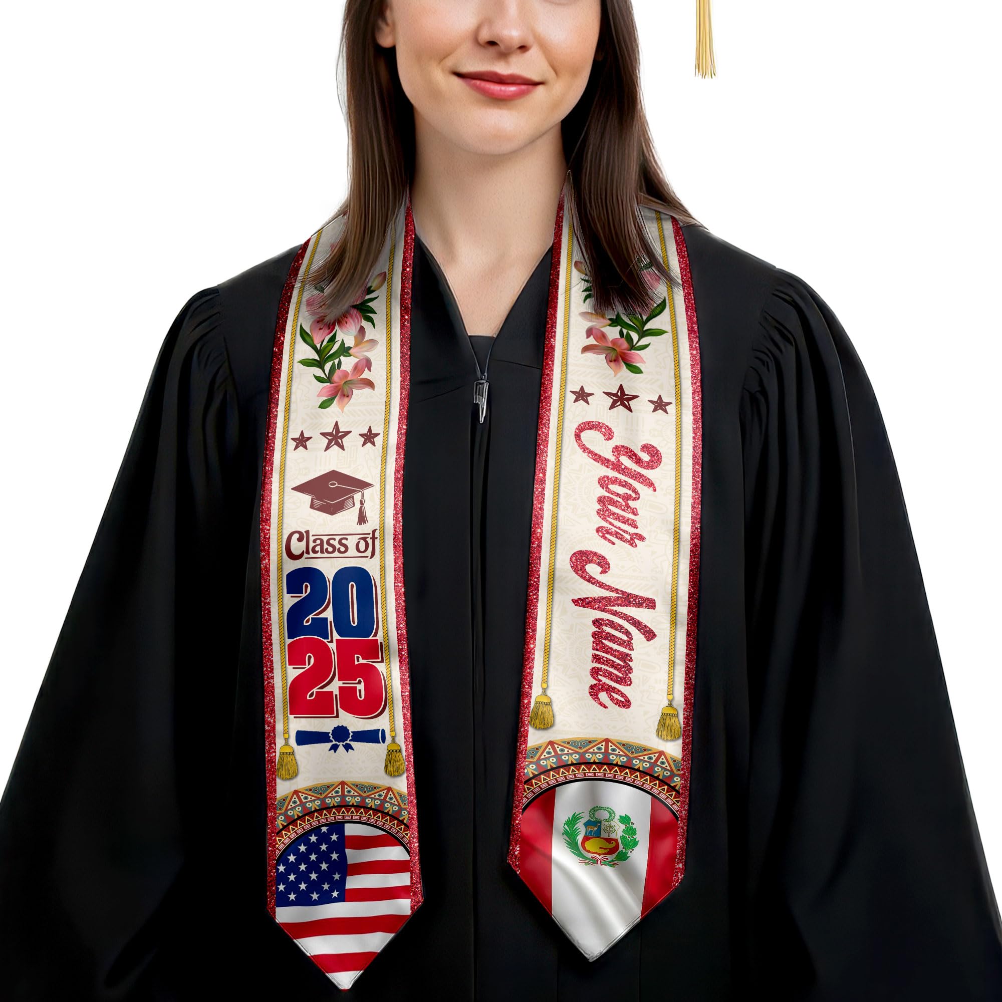 MonkeyVan Custom India Graduation Sash 2025, Personalized Indian Flag Graduation Stole, India Graduation Stole Class of 2025 S370