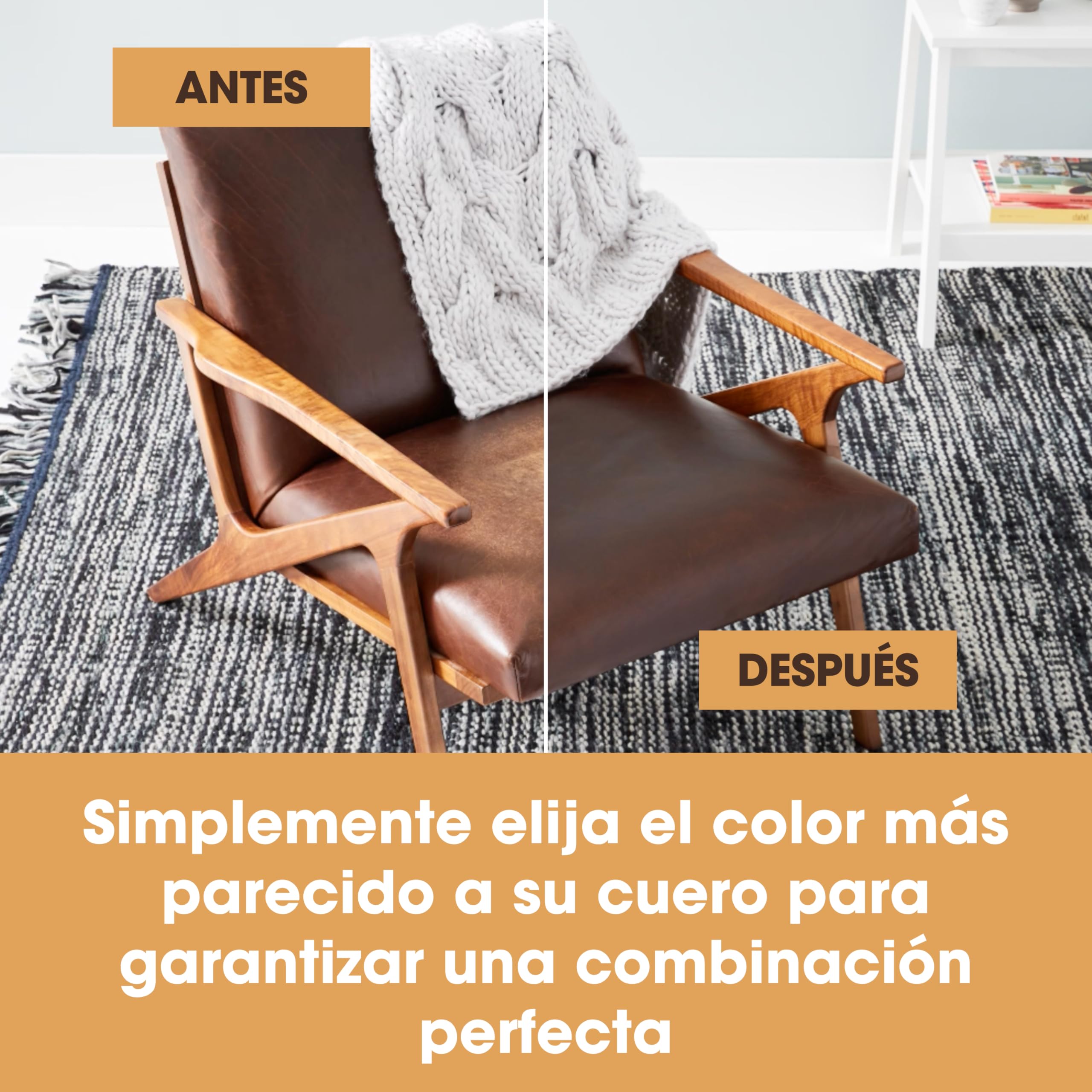 Furniture Clinic Bálsamo Recolorante para Cuero - Restaurador Color Cuero Muebles, Sofá Desgastado, Automóviles (Marrón Oscuro)